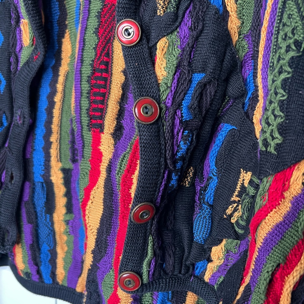 🚫SOLD🚫COOGI Australia Multicolor 3D Textured Cowl Cardigan Sweater Size Large - Picture 2 of 6